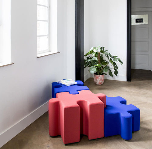 Contemporary pouf - BUZZIPUZZLE - BuzziSpace - fabric / foam / square