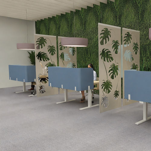 Desk mounted office divider - BUZZITRIPL  - BuzziSpace - felt / soundproof / yellow