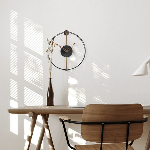 Contemporary clock - NANO - NOMON - wall-mounted / analog / walnut