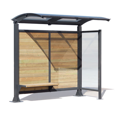 Glass Bus Shelter Alessandra Dimcar Srl Galvanized Steel Wooden Polycarbonate 0855