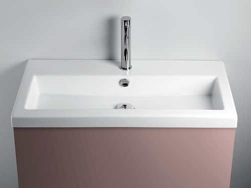 Integrated washbasin - WIDE - F.lli Stocco s.r.l. - ceramic / high-gloss / rectangular