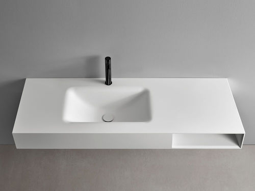 Wall-mounted washbasin - M-SOFT - F.lli Stocco s.r.l. - Corian® / with shelf / rectangular