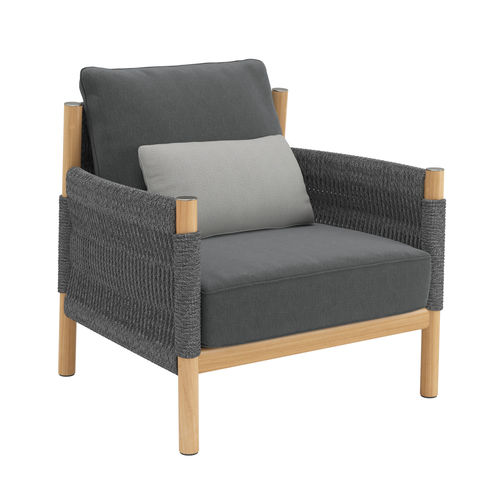 Contemporary armchair - CAVO - Garpa - fabric / teak / rope
