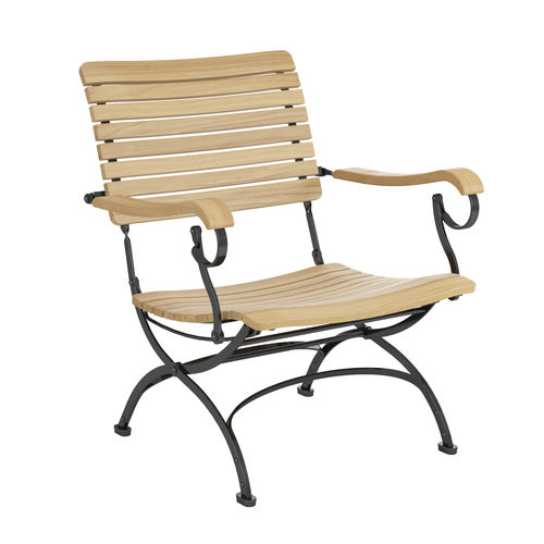 Traditional armchair - FONTENAY - Garpa - teak / powder-coated steel / with removable cushion