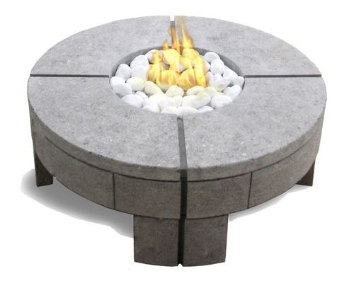 Contemporary coffee table - 919 - Vulcania - stone / round / with bioethanol burner