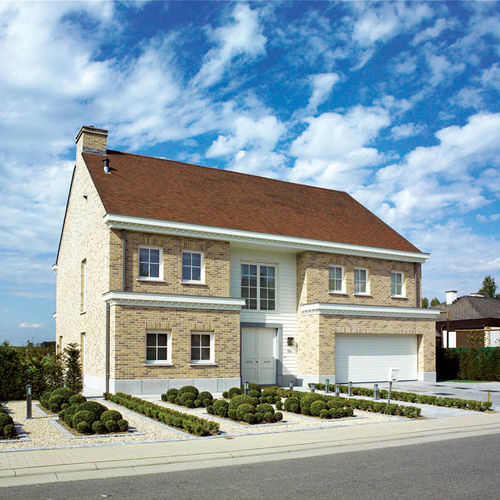 Clay cladding brick - CORUM - Vandersanden Group - for facade / embossed / yellow