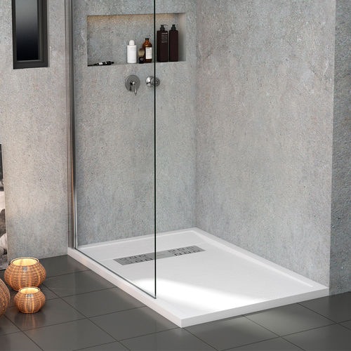 Rectangular shower base NEO Mundilite raised / composite / stone resin