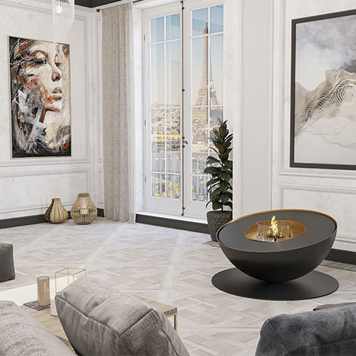 Bioethanol fireplace - MILETO - Glammfire - free-standing / central / open hearth
