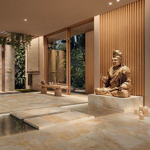 Porcelain stoneware tile - ZEPHYR : GOLD - Novoceram sas - high-gloss / structure / indoor