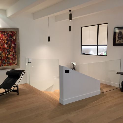 Fixed partition - Trescalini - with glass panel / metal / home