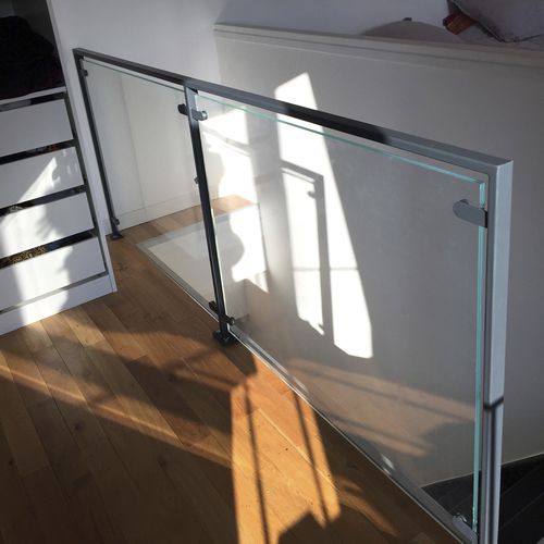 Glass railing - MIX - Trescalini - stainless steel / steel / glass panel