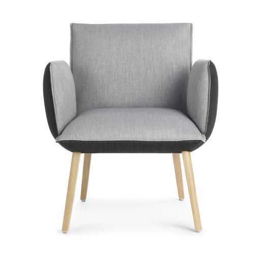Contemporary armchair - SOFT BI H40 +A - Mobitec Systems S.A. - leather / fabric / wooden
