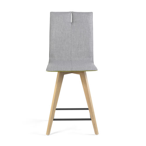 Contemporary stool - MOOD#31 H62 PB BI - Mobitec Systems S.A. - leather / wooden base / upholstered
