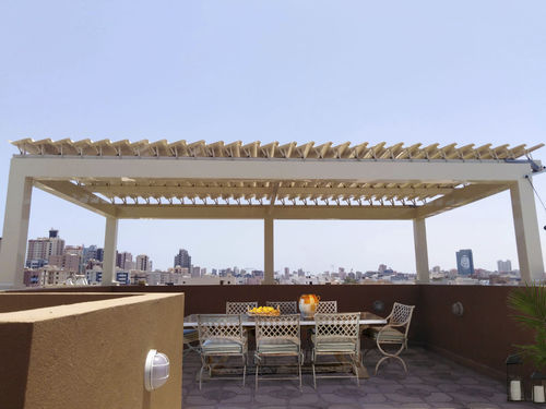 Self-supporting pergola - COSPILOUVRE - COSPICON  SA - aluminum / with mobile slats / sun shade louvers