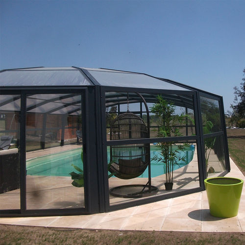 High swimming pool enclosure - ROTONDA - Azenco Groupe - sliding / aluminum / glass