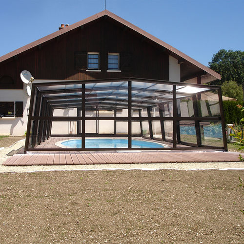 High swimming pool enclosure - HIGH - Azenco Groupe - telescopic / aluminum / polycarbonate