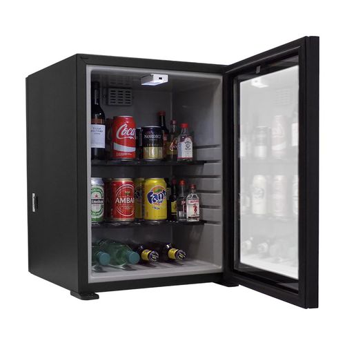 Compact minibar - ELITE - OMNITEC SYSTEMS, S.L. - glazed / with hinged door / with built-in light
