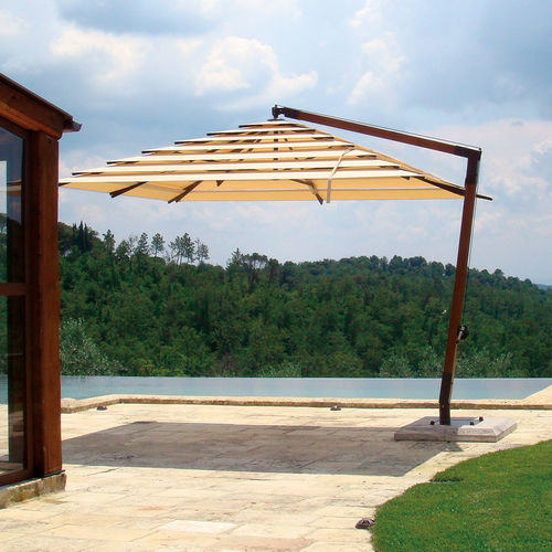 Square parasol - Girasole Iroko - GARDENART - round / rectangular / side post