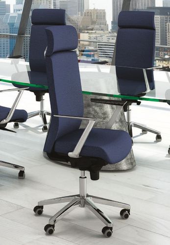Contemporary office armchair - OFFICE 495 - SEANROYALE - leather / fabric / steel