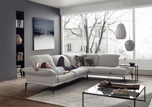 Corner sofa - CONTEMPLATION.TM.FAB - SEANROYALE - contemporary / fabric / leather