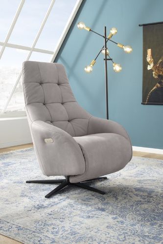 Contemporary relaxing armchair - ARCHANGEL - SEANROYALE - leather / fabric / metal