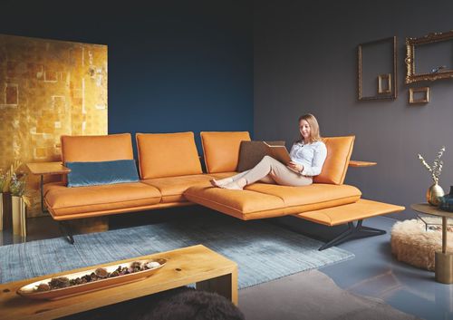 Corner sofa - AM.WOODY.HARLEY - SEANROYALE - contemporary / fabric / leather