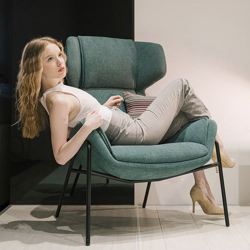 Scandinavian design armchair - BEAU - SEANROYALE - fabric / leather / synthetic leather