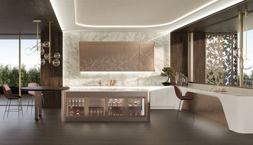 Contemporary kitchen - SIXTIES - CASTAGNA CUCINE - ebony / glass / marble