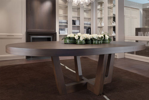 Contemporary table - DUSE - CASTAGNA CUCINE - walnut / walnut base / oval