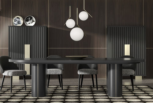 Contemporary table - POSLEN - CASTAGNA CUCINE - lacquered metal / lacquered metal base / oval