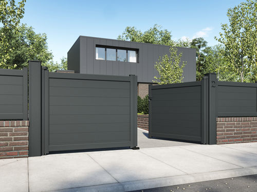 Swing gate - ANA&Eacute; - Kostum - sliding / aluminum / louvered