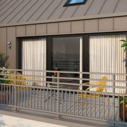 Aluminum railing - ENVEL - Kostum - with panels / outdoor / for patio