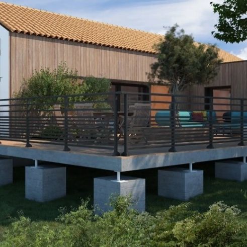 Aluminum railing - LOIG - Kostum - with panels / outdoor / for patio
