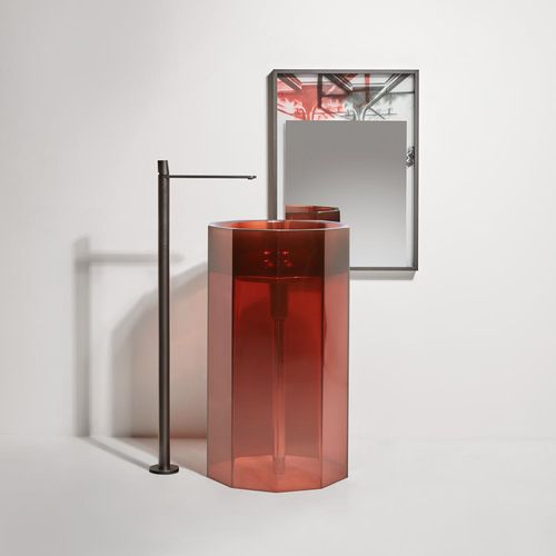 Free-standing washbasin - VITREO - ANTONIO LUPI - resin / round / contemporary
