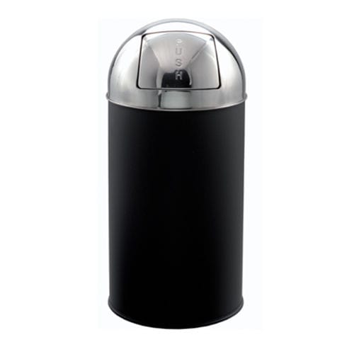 Steel trash can - REM PUSH  - HEXOTOL - brushed stainless steel / with lid / outdoor
