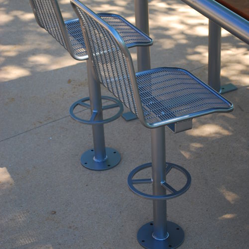 Contemporary bar chair - Bar Height Seat - Madrax/Thomas Steele - outdoor / indoor / perforated sheet metal