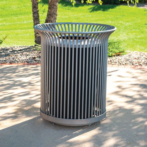 Public trash can - CUNNINGHAM™ - Madrax/Thomas Steele - powder-coated steel / with built-in ashtray / without lid