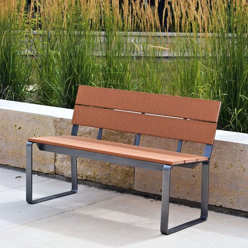 Contemporary public bench - VILAS - Madrax/Thomas Steele - recycled plastic / powder-coated steel / steel