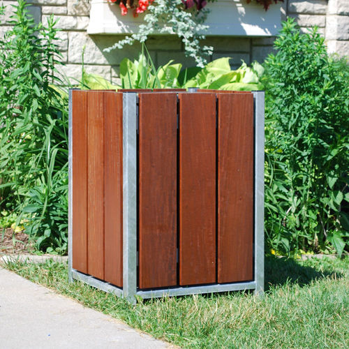 Public trash can - MONONA - Madrax/Thomas Steele - galvanised steel / powder-coated steel / wooden