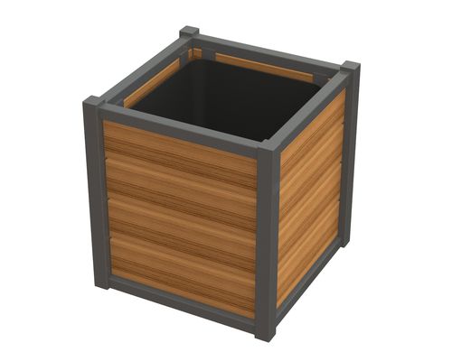 Wooden planter - LIVINGSTON™ - Madrax/Thomas Steele - recycled plastic / powder-coated steel / square