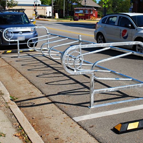 Floor-mounted bike rack - PARK PLACE™ - Madrax/Thomas Steele - for public space / galvanised steel / powder-coated steel