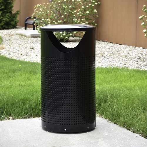 Powder-coated steel trash can - WINGRA - Madrax/Thomas Steele - perforated sheet metal / outdoor / for public space
