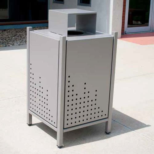 Public trash can - ALBANY™ - Madrax/Thomas Steele - powder-coated steel / hooded / outdoor