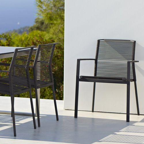 Contemporary dining chair - EDGE - Cane-line A/S - garden / rope / aluminum base