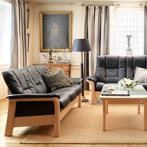 Traditional sofa - BUCKINGHAM - Ekornes - fabric / leather / reclining