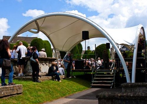 Tensile canopy - BARREL : HOOP - Fabric Architecture - metal frame / for entrance canopy / with PVC membrane