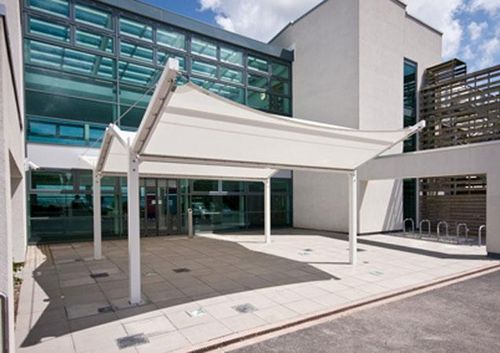 Metal frame tensile structure - BARREL : WINGSPAN - Fabric Architecture - canopy / with PVC membrane / for parking lots