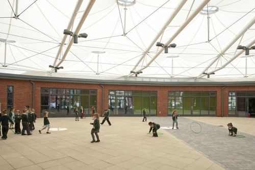 Cable-and-membrane tensile structure - COOPERS EDGE PRIMARY - Fabric Architecture - roof / with PVC membrane / for school