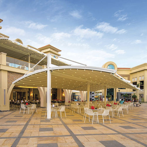 Self-supporting pergola - Arcorel - SPRECH S.r.l. - aluminum / steel / fabric canopy