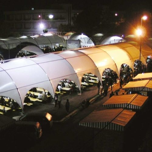 Metal frame tensile structure - Arcotunnel - SPRECH S.r.l. - arch / roof / with polyester membrane